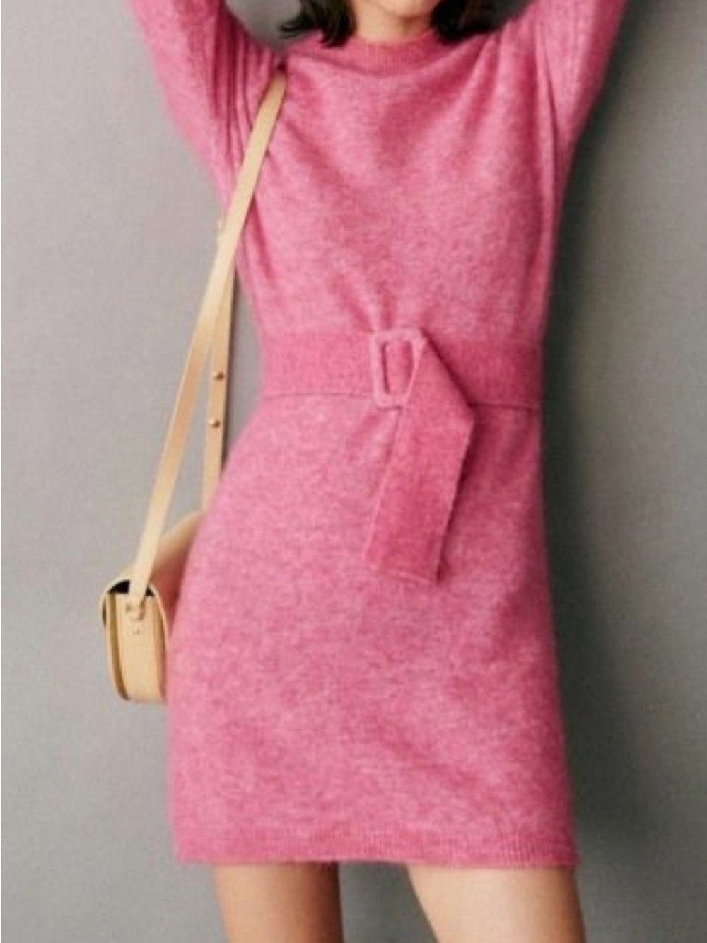 Sezane Enola mohair dress with Tie Waist